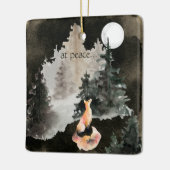 bij vrede ~ Fox en Full Moon Woodland Keramisch Ornament (Links)