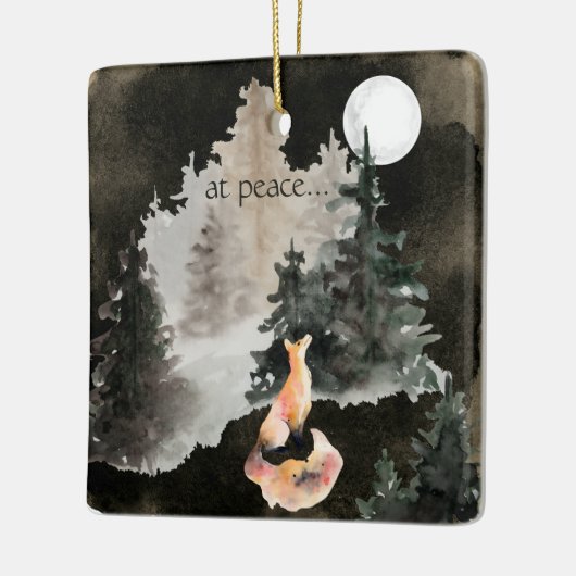 bij vrede ~ Fox en Full Moon Woodland Keramisch Ornament (Links)