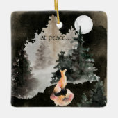 bij vrede ~ Fox en Full Moon Woodland Keramisch Ornament (Voorkant)