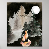 bij vrede ~ Fox en Full Moon Woodland Poster (Voorkant)