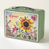 bij vrede  Gele Zonnebloem en Roze Bloemen (Achterkant)