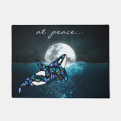 bij vrede ~ Moon Psychedelic Trippy Orca Whale Deurmat (Voorkant)