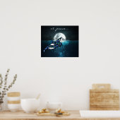 bij vrede ~ Moon Psychedelic Trippy Orca Whale Poster (Keuken)