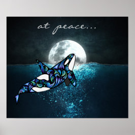 bij vrede ~ Moon Psychedelic Trippy Orca Whale Poster