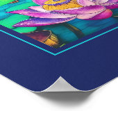 bij vrede - Prachtige roze Lotus Flower Scene Poster (Hoek)