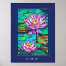 bij vrede - Prachtige roze Lotus Flower Scene Poster