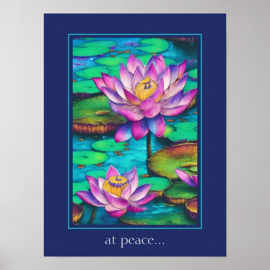 bij vrede - Prachtige roze Lotus Flower Scene Poster (Voorkant)