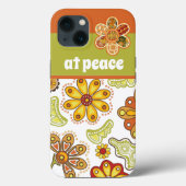 bij vrede - Retro Flower Hippie Oranje Green Case-Mate iPhone Case (Achterkant)