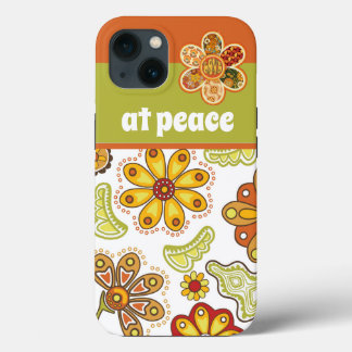 bij vrede - Retro Flower Hippie Oranje Green Case-Mate iPhone Case