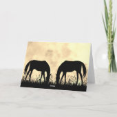 bij vrede - Silhouette Horses Grazing at Sunset Kaart (Achterkant)