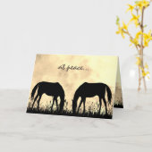 bij vrede - Silhouette Horses Grazing at Sunset Kaart (Gele Bloem)
