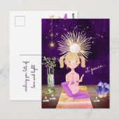 Bij vredesbemiddeling Blond Yoga Girl en Crystals Briefkaart (Voorkant / Achterkant)
