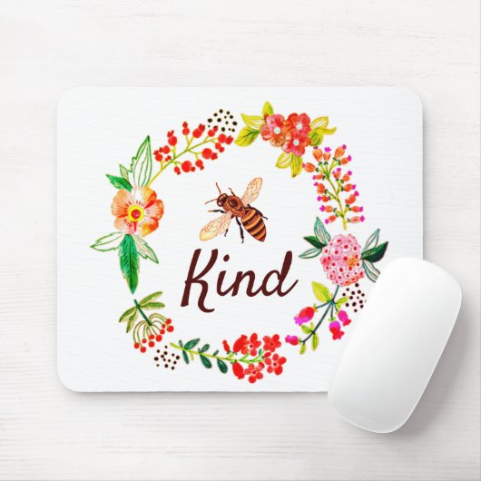 Bij vriendelijk bloemstuk muismat (Met muis)