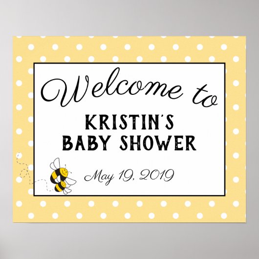Bij-welcome bord voor baby shower - groot poster (Voorkant)