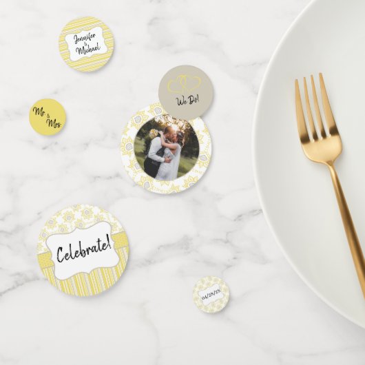 Bij Yellow en Grijs Geometrisch Aangepast Confetti (Groep)