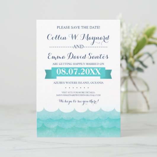 Bij Zee Nautical Sla de data op Save The Date (Staand voorkant)