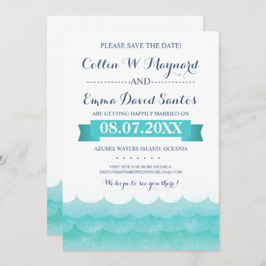 Bij Zee Nautical Sla de data op Save The Date (Voorkant / Achterkant)