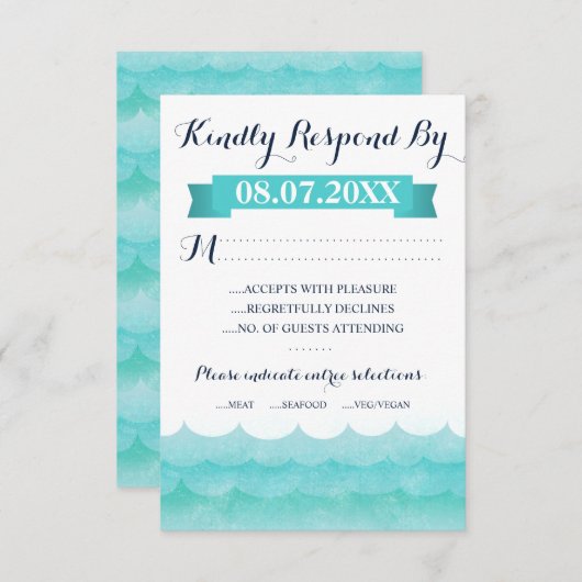 Bij Zee nautische bruiloft RSVP Kaarten (Voorkant / Achterkant)