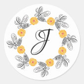 Bij-zelfbloem Monogram Sticker (Voorkant)