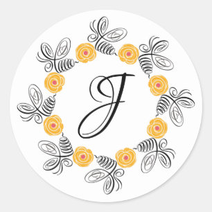 Bij-zelfbloem Monogram Sticker