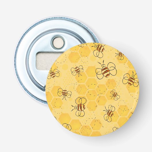 Bij Zoemende Honingbijen Schattig  Button Flesopener (Voorkant)