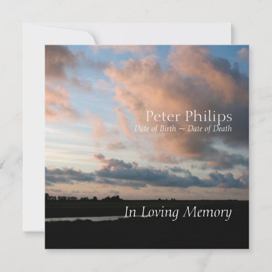 Bij zonsondergang 2 Vreedzame Memorial Service aan Kaart (Voorkant)