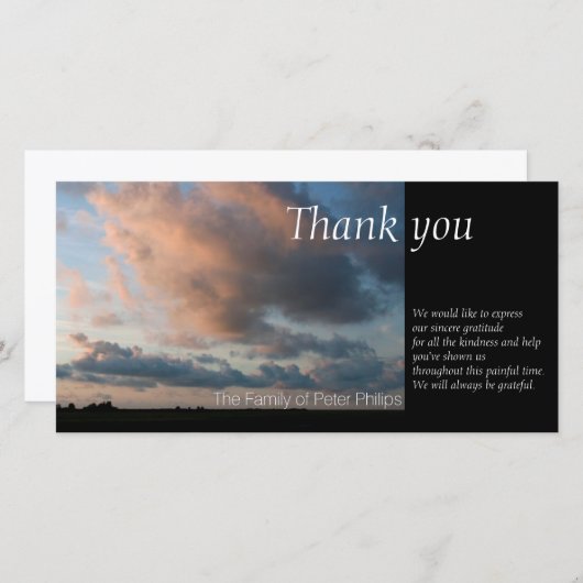 Bij zonsondergang Vredige Lucht 1 Condoleance Dank Bedankkaart (Voorkant / Achterkant)