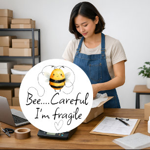 Bij zorg ik ben breekbaar Bij kleine zakelijke ver Ronde Sticker