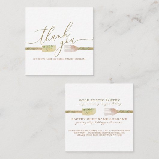 Bijbakkerij voor banketbakkerij bedankt vierkante visitekaartje (Voorkant / Achterkant)
