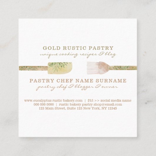 Bijbakkerij voor banketbakkerij bedankt vierkante visitekaartje (Achterkant)