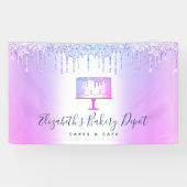 Bijbakkerijbanketbakken Paars glitter-dripscript Spandoek (Horizontaal)