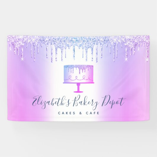 Bijbakkerijbanketbakken Paars glitter-dripscript Spandoek (Horizontaal)