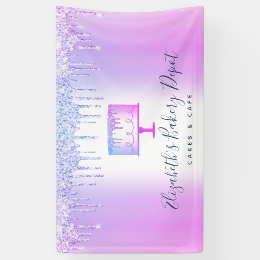 Bijbakkerijbanketbakken Paars glitter-dripscript Spandoek (Verticaal)