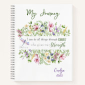 Bijbel als ik alles kan doen wat elegant botanisch notitieboek (Voorkant)