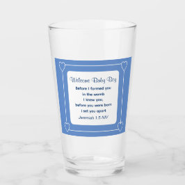 Bijbel Baby shower Verse Striped Blue Party Glas