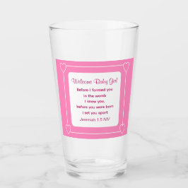 Bijbel Baby shower Verse Striped Pink Glas