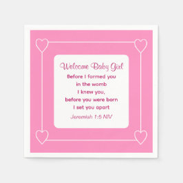 Bijbel Baby shower Verse Striped Pink Servet