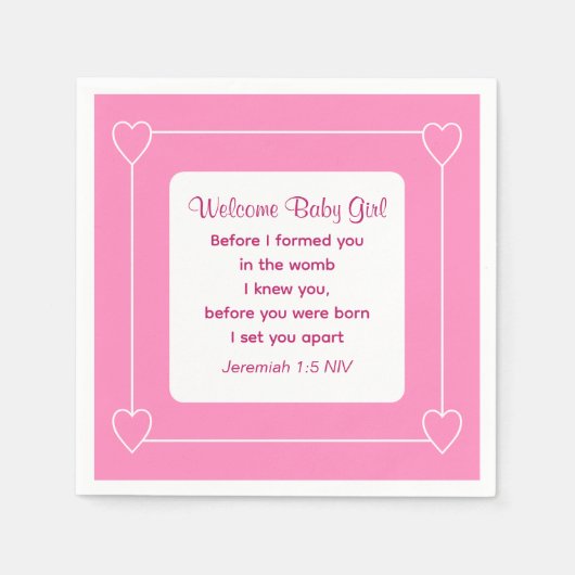 Bijbel Baby shower Verse Striped Pink Servet (Voorkant)