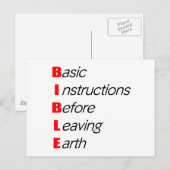 Bijbel, basisinstructies voor het verlaten van het briefkaart (Voorkant / Achterkant)