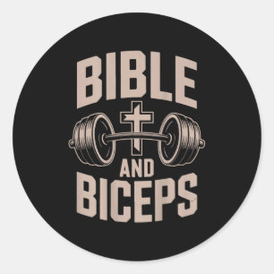 Bijbel & Biceps Gym Christelijke Workout Dumbbell Ronde Sticker