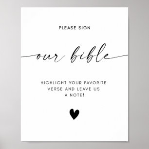 Bijbel bruiloft gastenboek teken poster
