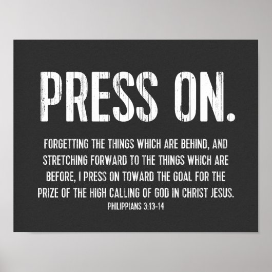 Bijbel Christelijk Poster, Filippijnen 3:13-14 Poster (Voorkant)