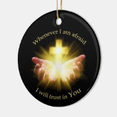 Bijbel citaat met handen houden Cross Keramisch Ornament (Links)