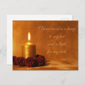 Bijbel citaat met Kerstmis kaars Briefkaart (Voorkant / Achterkant)