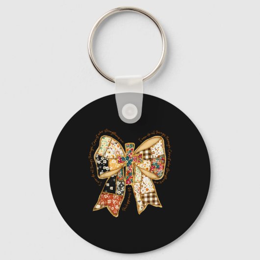 Bijbel Coquette Christelijke Jezus Boog Patchwork Sleutelhanger (Voorkant)