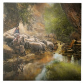 Bijbel - De Heer is mijn herder - 1910 Tegeltje (Voorkant)