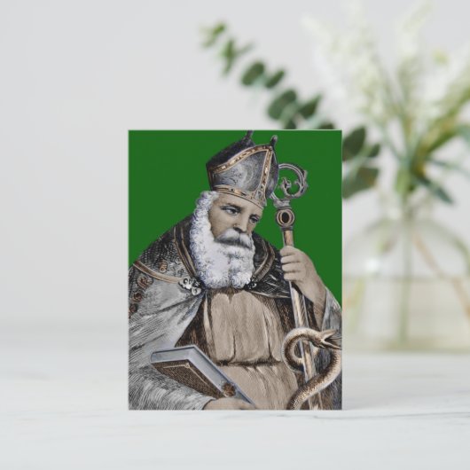 Bijbel en personeel van Saint Patrick Briefkaart (Staand voorkant)