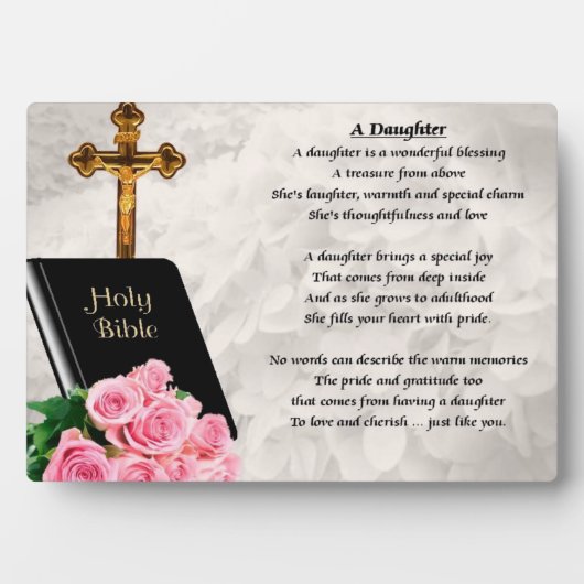 Bijbel en Rozen - Daughter Poem plaque Fotoplaat (voorkant)