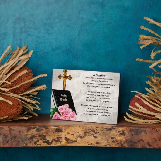 Bijbel en Rozen - Daughter Poem plaque Fotoplaat (Zijkant)