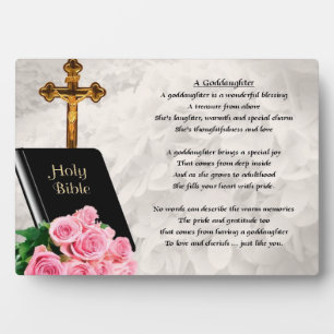 Bijbel en Rozen Goddochter Plaque Fotoplaat